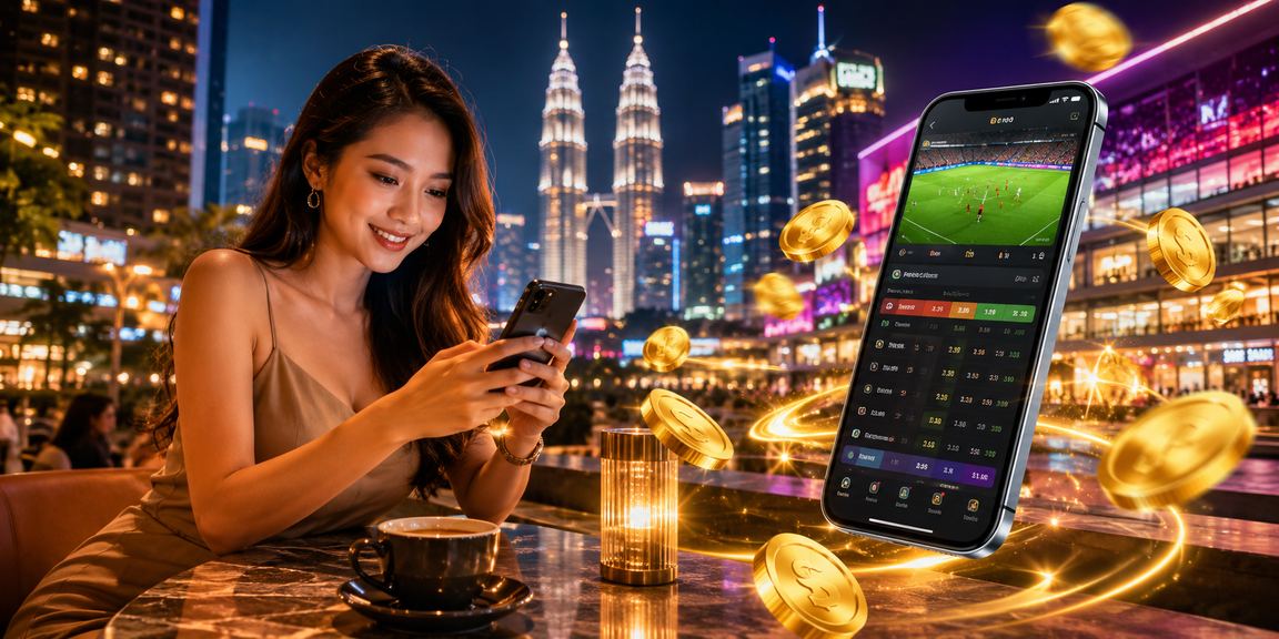 Pengguna mengakses pertaruhan sukan melalui telefon pintar di Kuala Lumpur