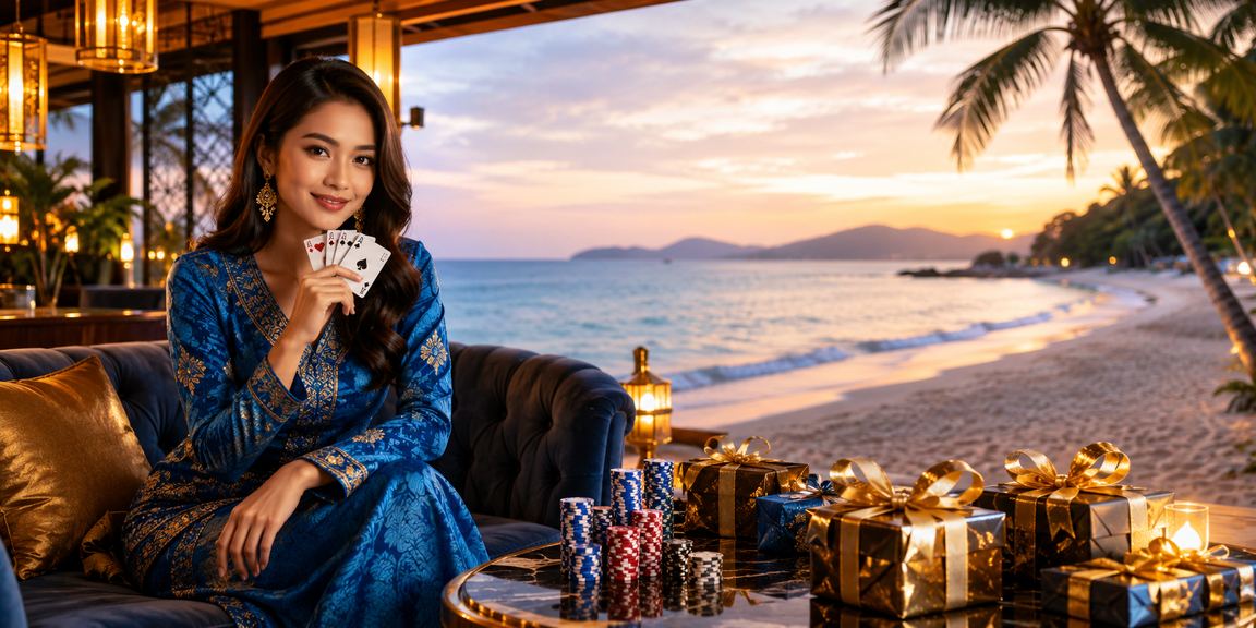 Pemain berbaju kurung menikmati permainan poker di meja kasino bergaya moden di Langkawi